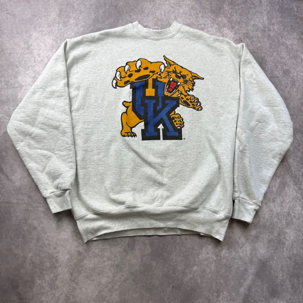 Vintage Kentucky Wildcats Sweatshirt Fruit of the Loom Supercotton Grey XL USA